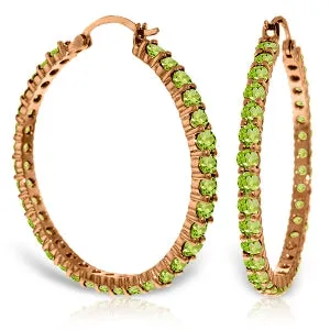 14K Solid Rose Gold Hoop Earrings w/ Natural Peridots