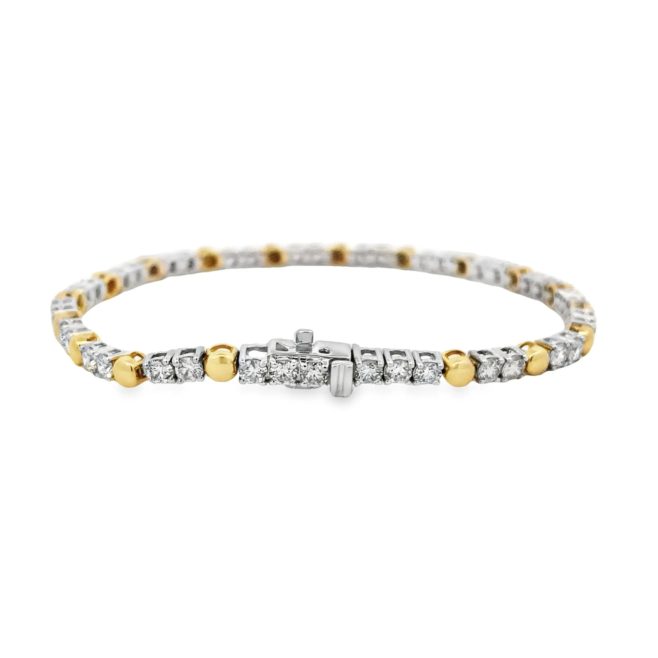 14K Two-Tone Diamond Tennis Bracelet - 3.35ct