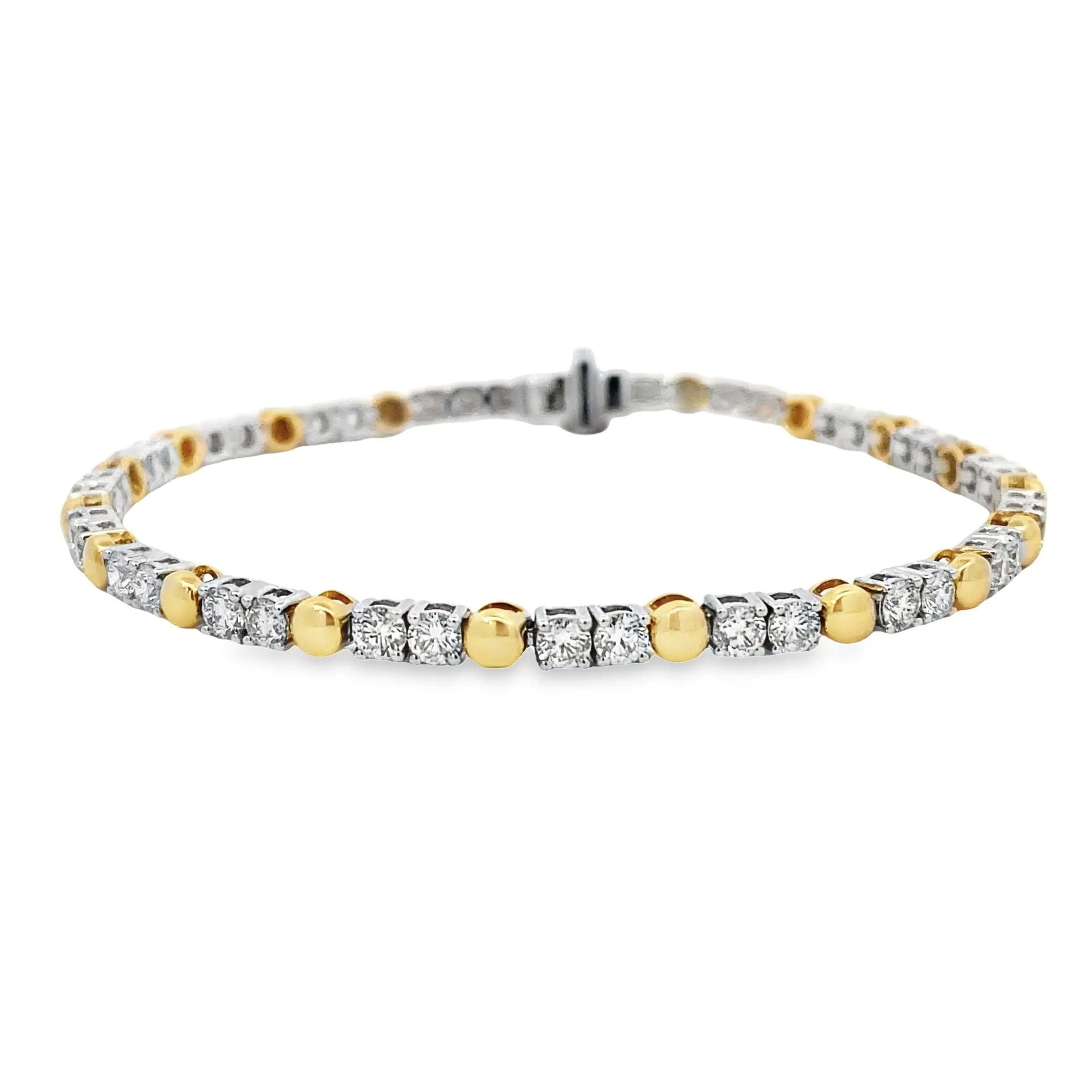 14K Two-Tone Diamond Tennis Bracelet - 3.35ct