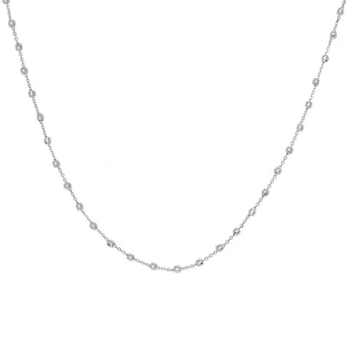 14K White Gold Beaded Station Necklace