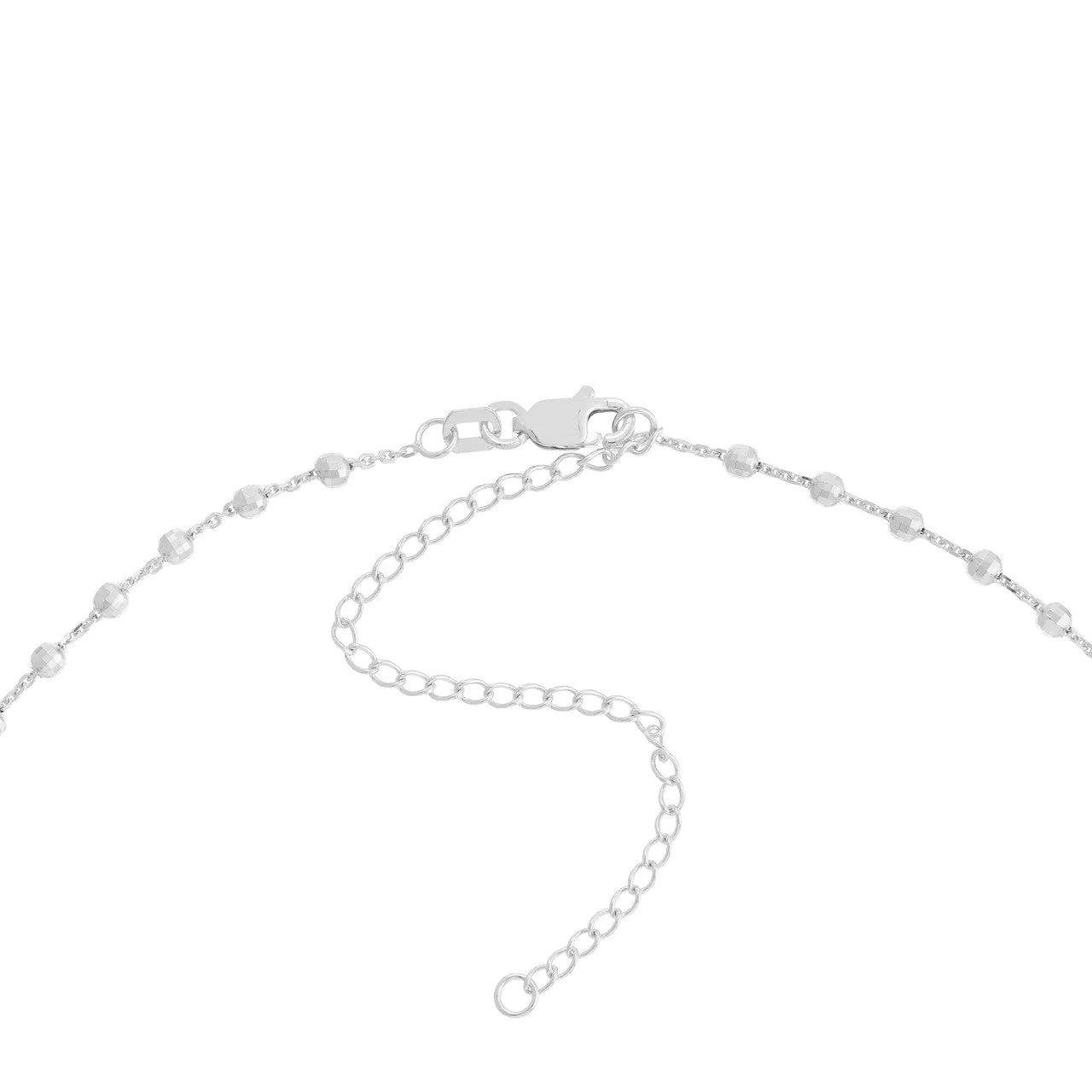 14K White Gold Beaded Station Necklace