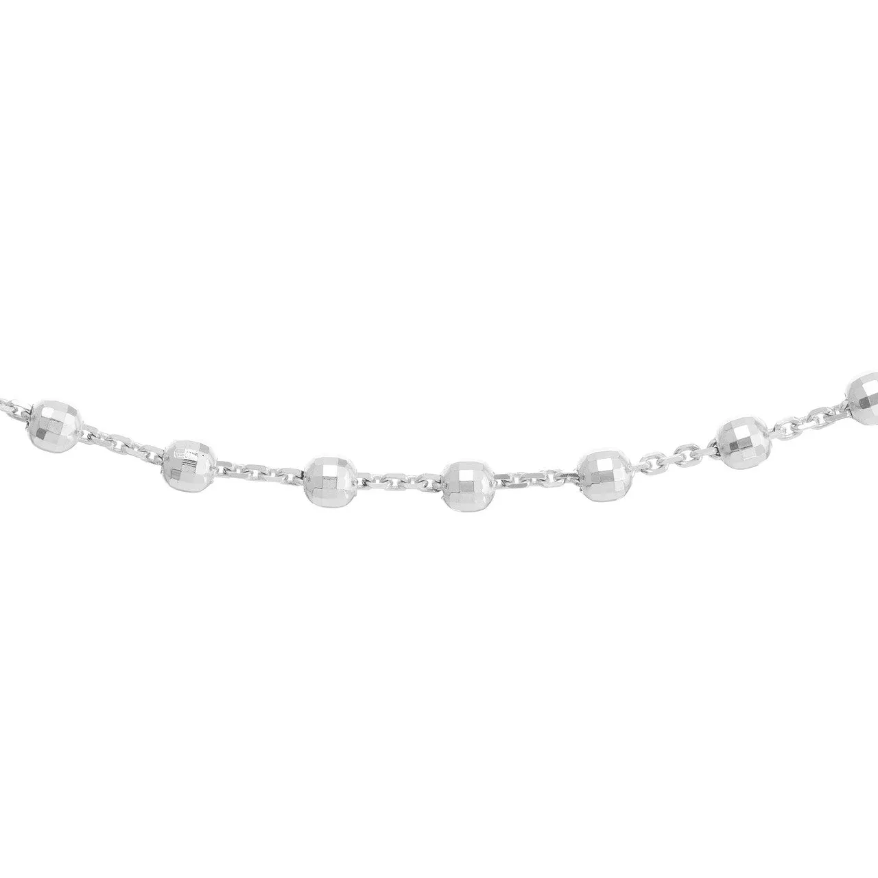 14K White Gold Beaded Station Necklace