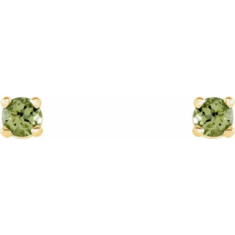 14K Yellow 2.5 mm Natural Peridot Stud Earrings with Friction Post