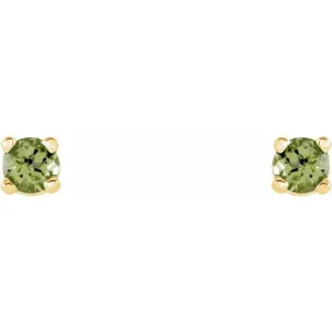 14K Yellow 2.5 mm Natural Peridot Stud Earrings with Friction Post