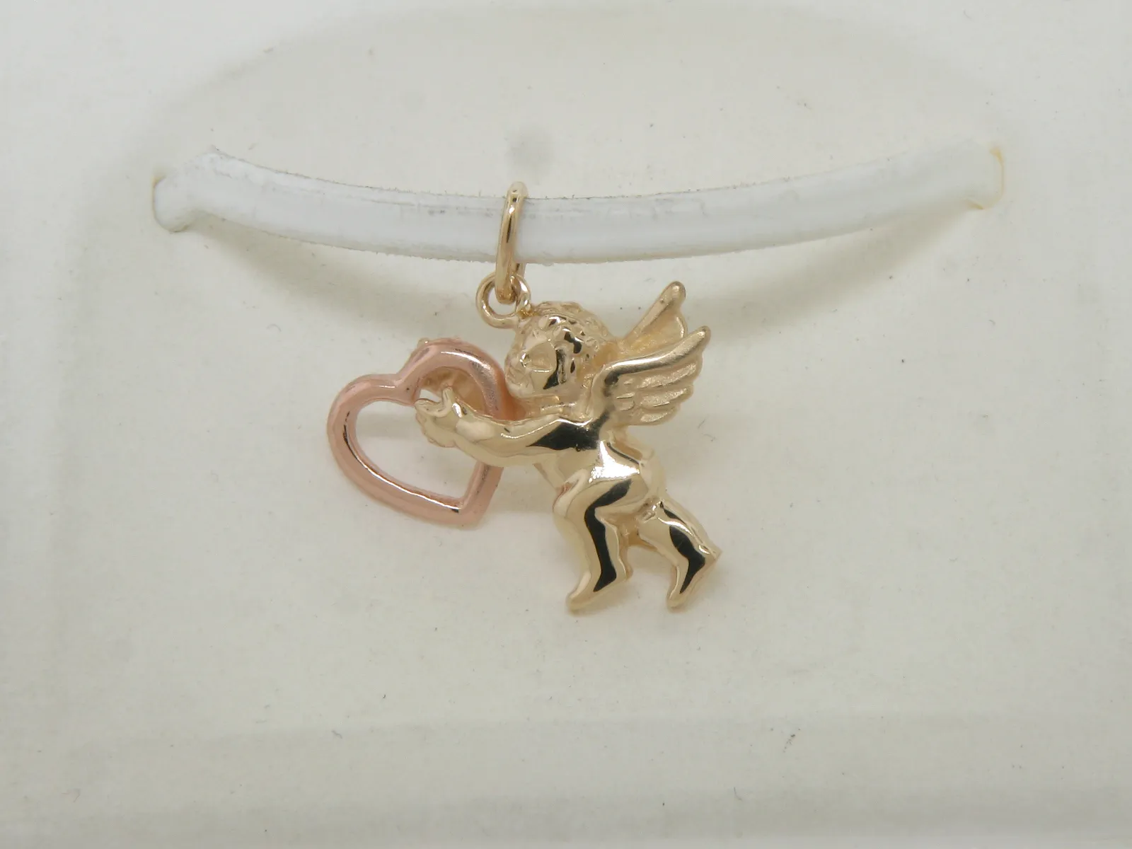 14K Yellow and Rose Gold Cupid With Heart Pendant (Estate Jewelry)