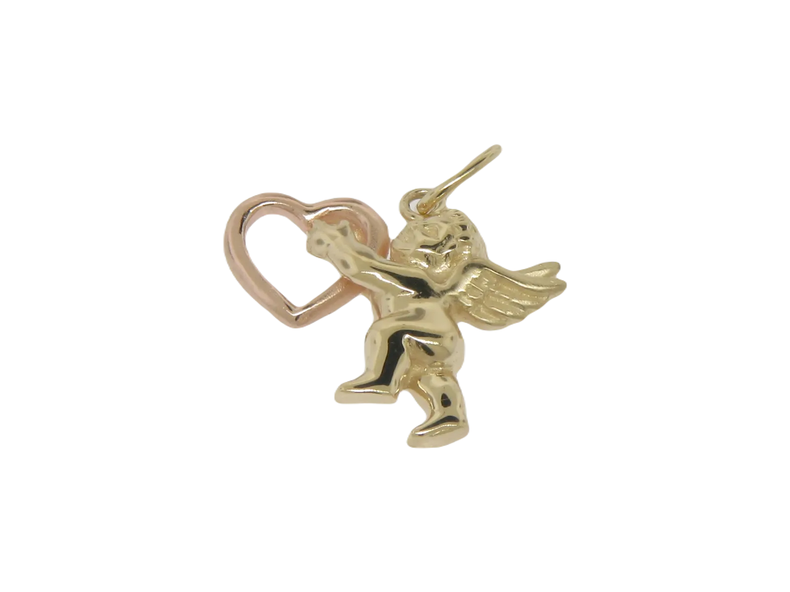 14K Yellow and Rose Gold Cupid With Heart Pendant (Estate Jewelry)