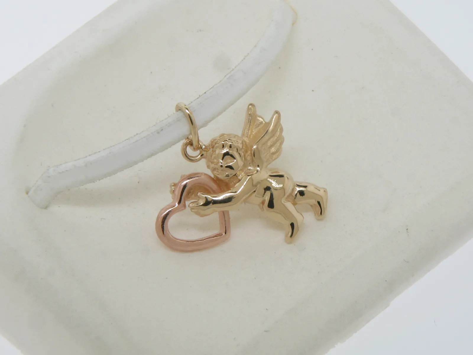 14K Yellow and Rose Gold Cupid With Heart Pendant (Estate Jewelry)