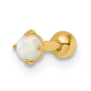 14k Yellow Gold Created Opal Labret Stud