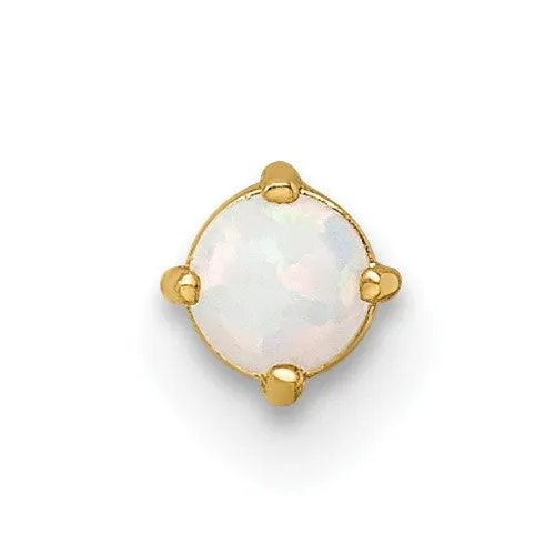 14k Yellow Gold Created Opal Labret Stud