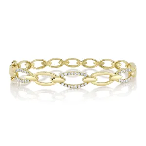 14K Yellow Gold Diamond Link Bangle Bracelet