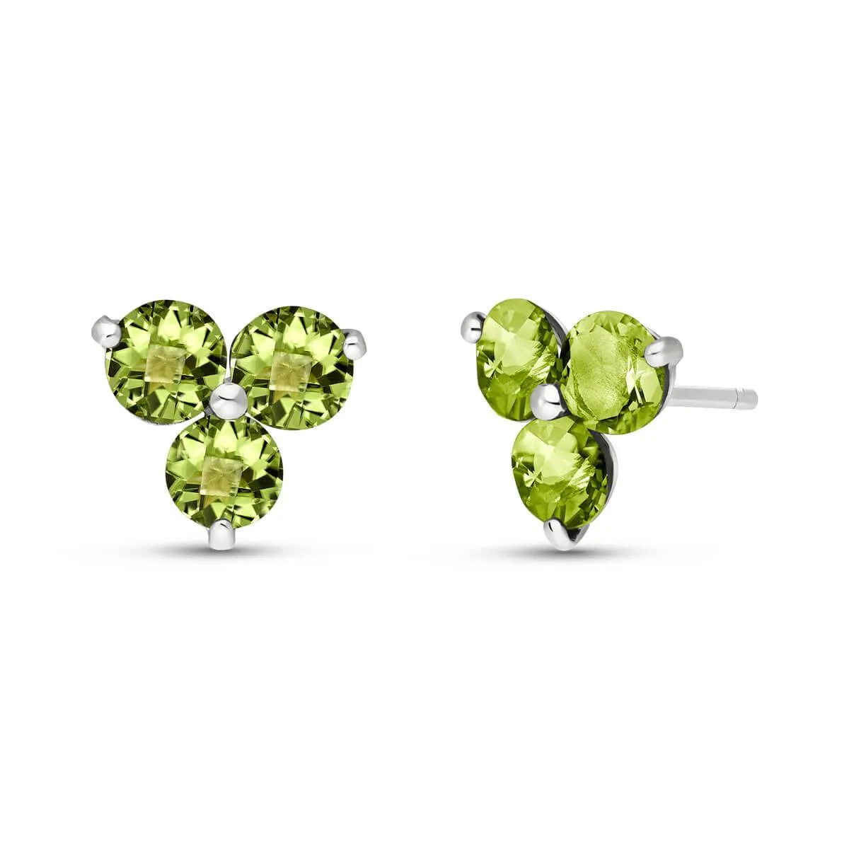 1.5 Carat 14K Solid White Gold Loving Words Peridot Earrings