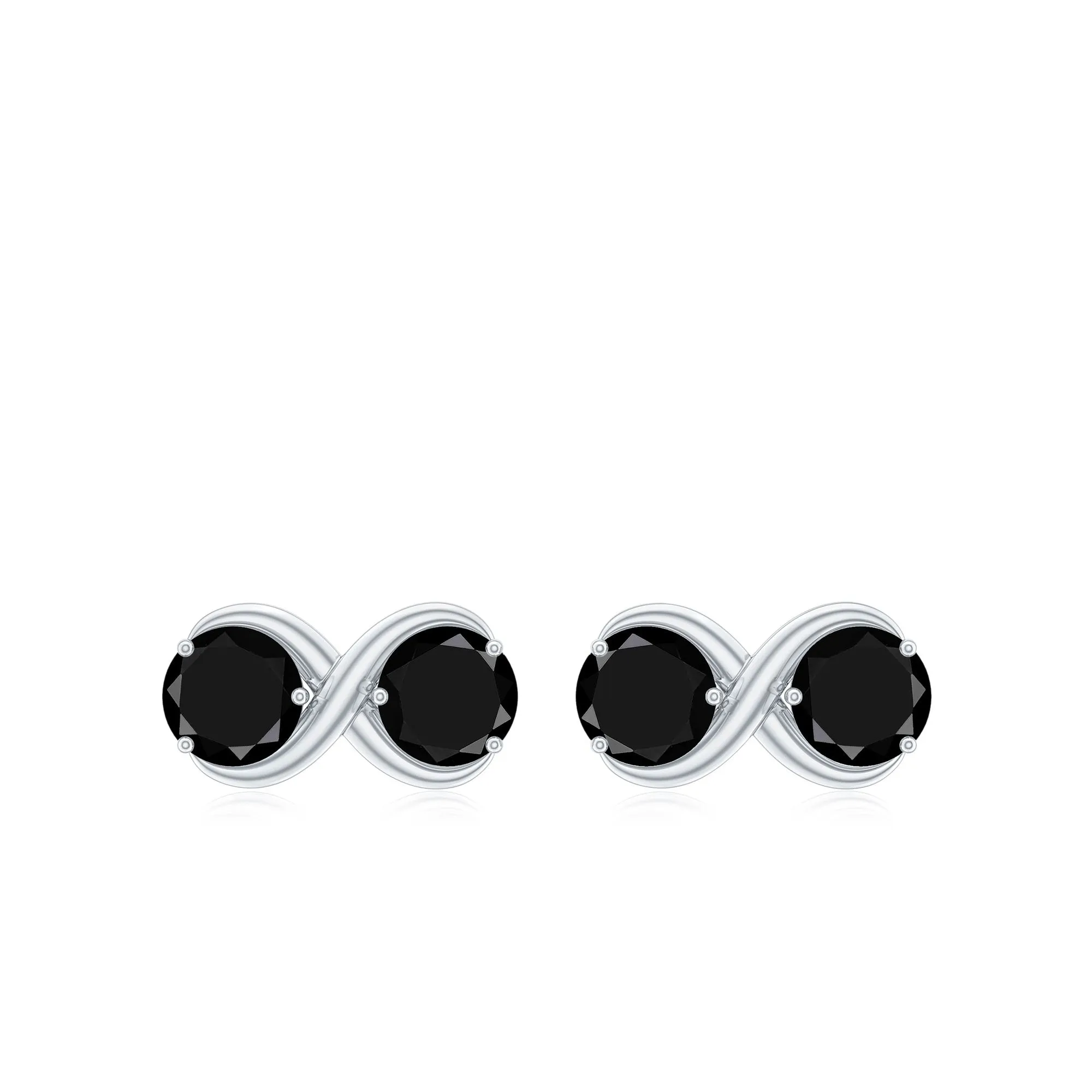 1.50 CT Simple Black Diamond Two Stone Infinity Stud Earrings