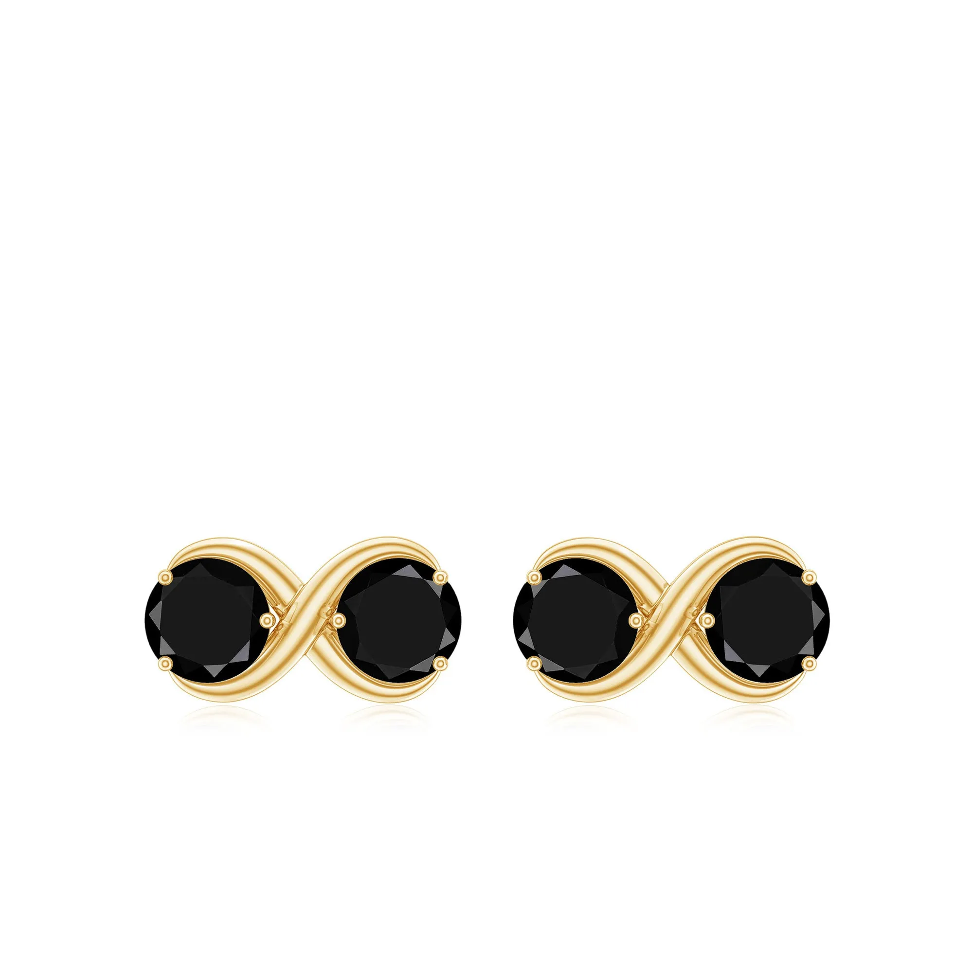 1.50 CT Simple Black Diamond Two Stone Infinity Stud Earrings