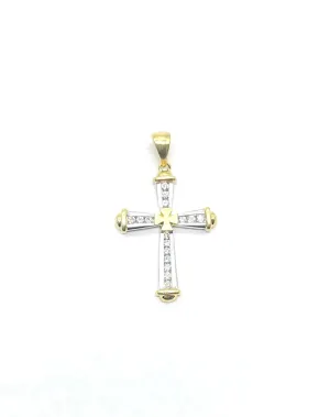 18k White & Yellow Gold Diamond Cross Pendant