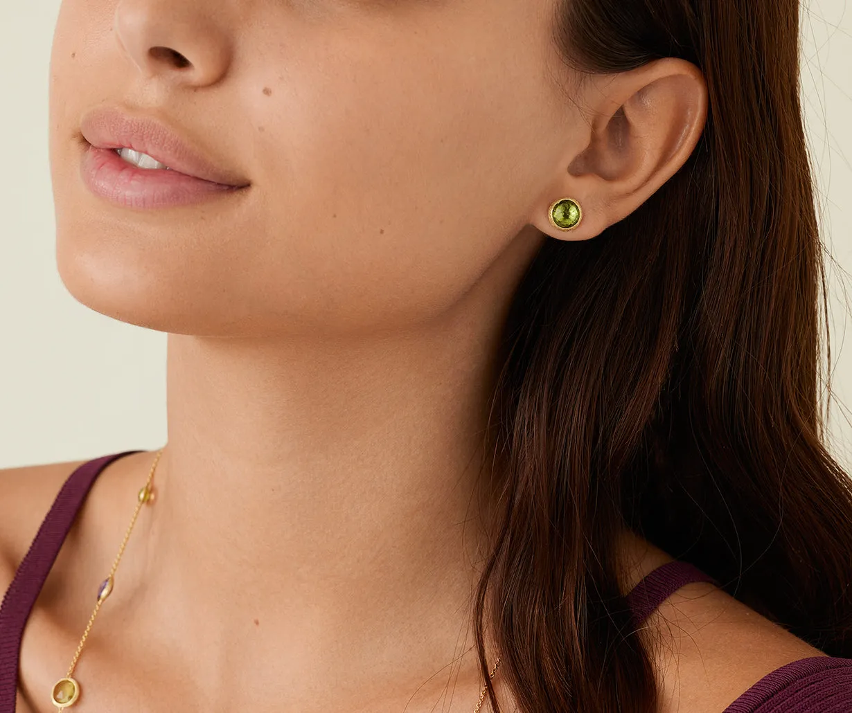 18K Yellow Gold Peridot Stud Earrings