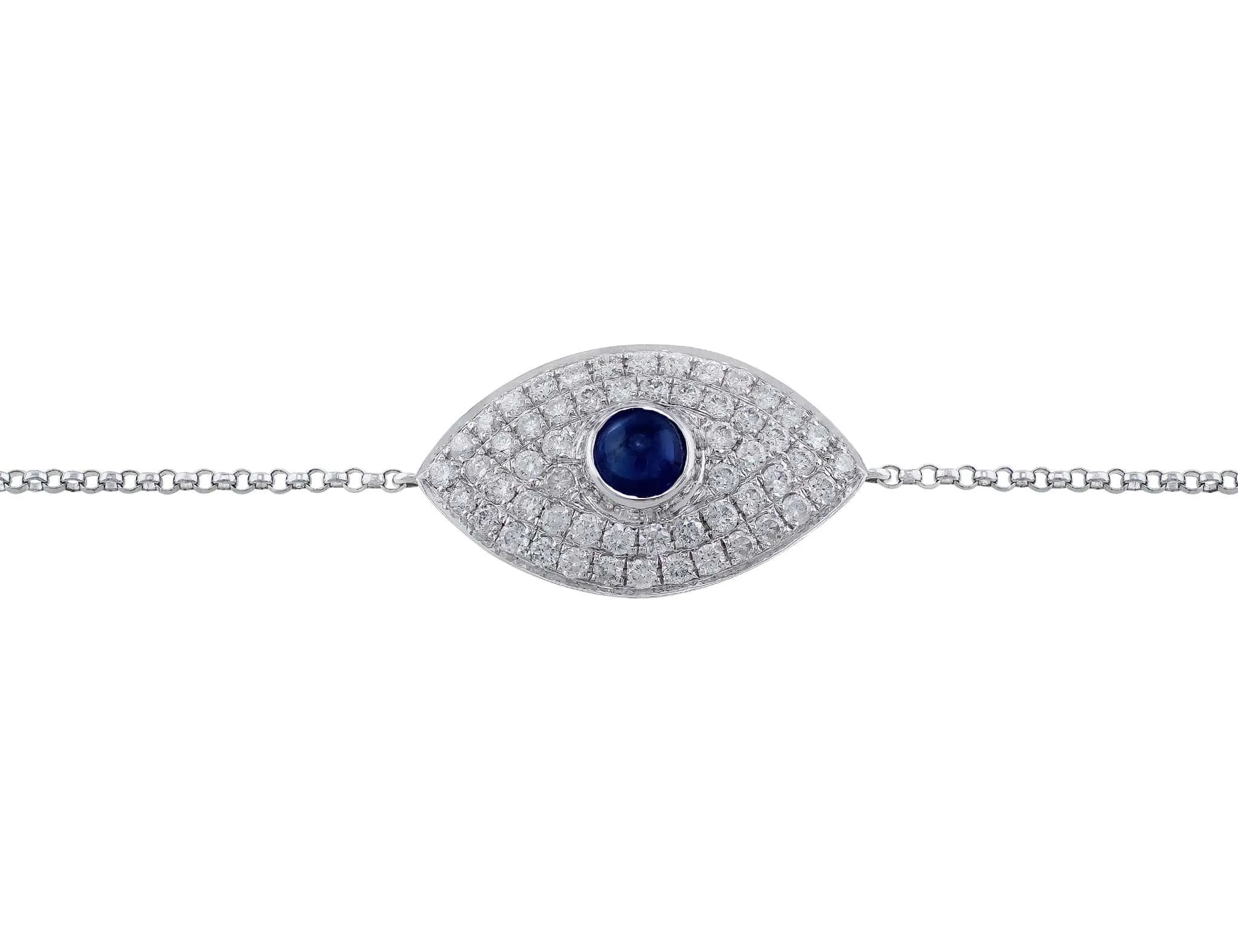 18kt White Gold 0.38ctw Diamond Evil Eye Chain Bracelet