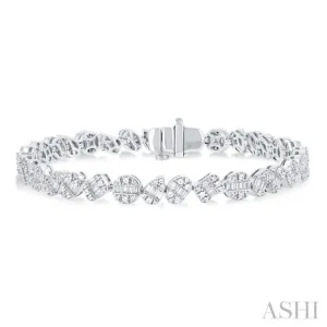 2 3/4 ctw Mixed Shape Fusion Baguette and Round Cut Diamond Bracelet in 14K White Gold