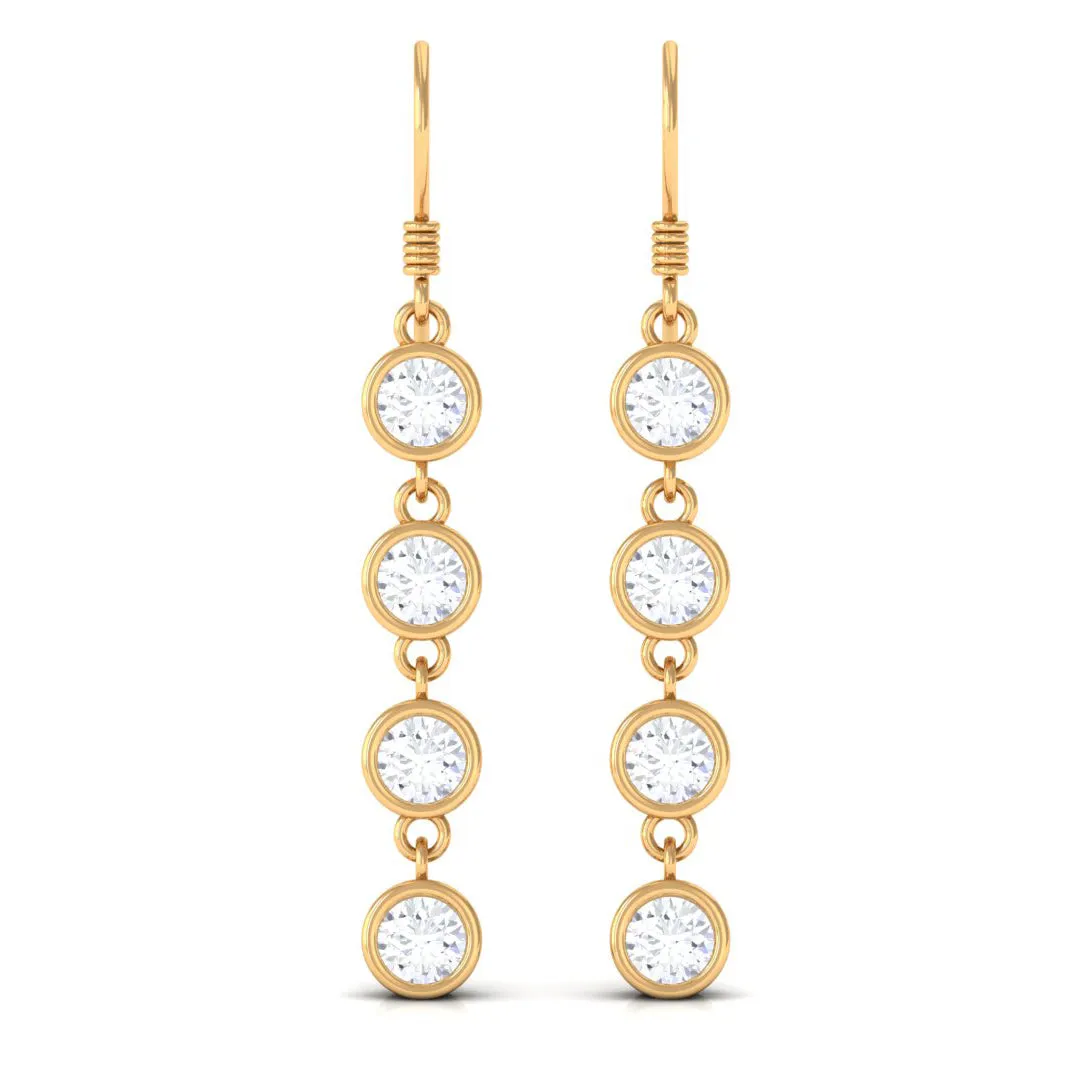 2 CT Simple Zircon Dangle Earrings in Bezel Setting