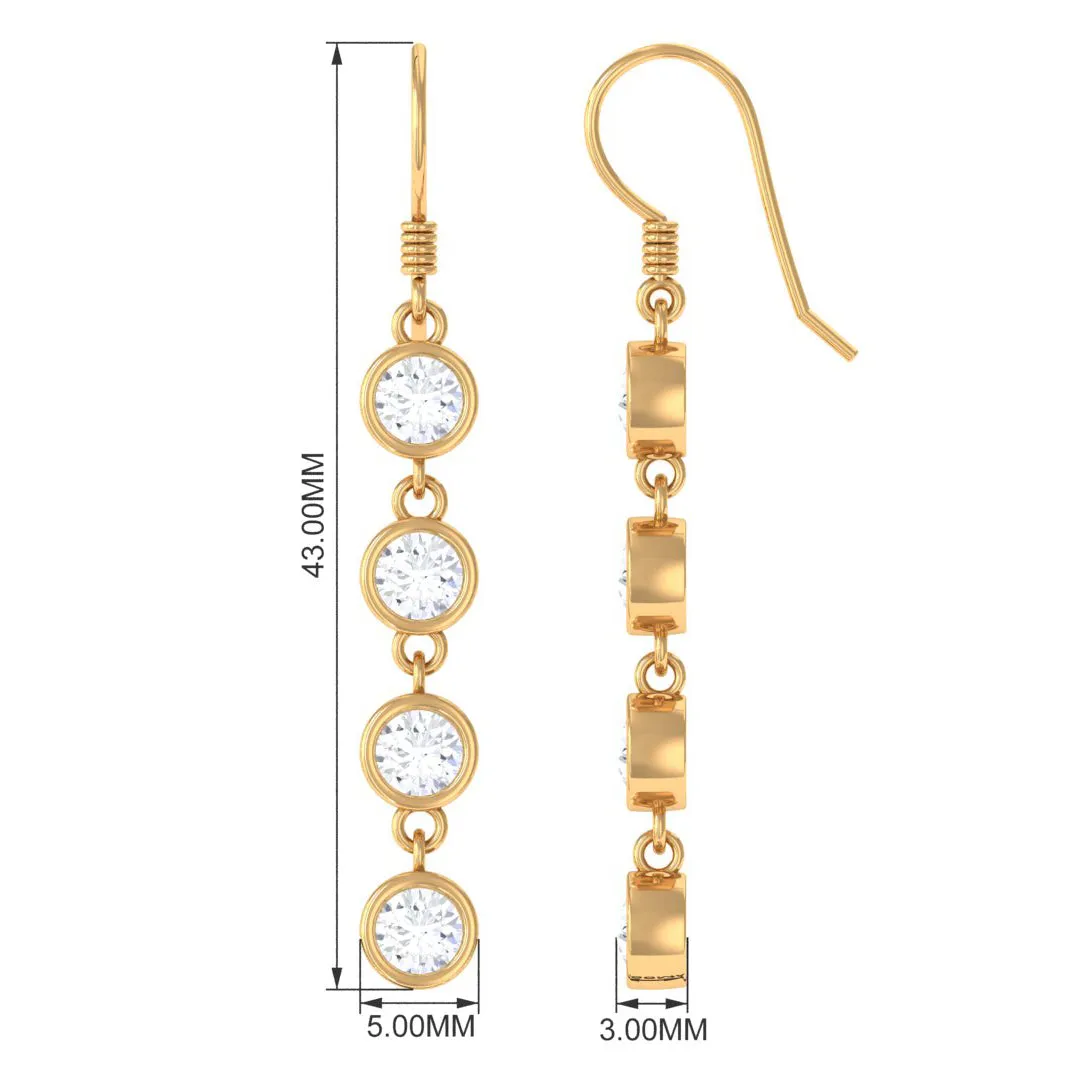 2 CT Simple Zircon Dangle Earrings in Bezel Setting