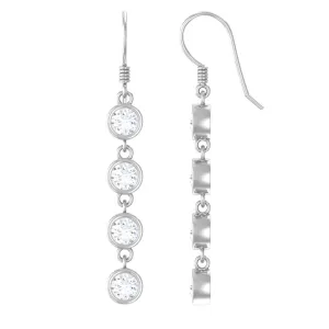 2 CT Simple Zircon Dangle Earrings in Bezel Setting