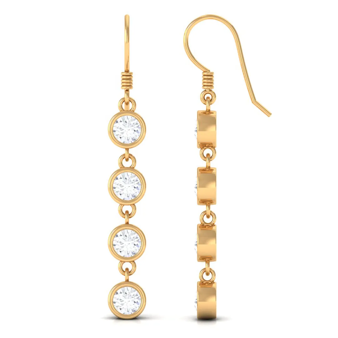 2 CT Simple Zircon Dangle Earrings in Bezel Setting