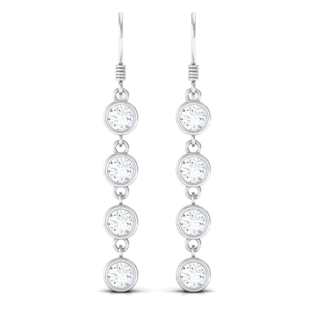 2 CT Simple Zircon Dangle Earrings in Bezel Setting