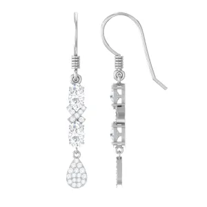 2.25 CT Oval and Round Cut Cubic Zirconia Dangle Earrings