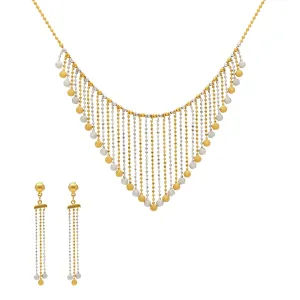 22K Gold Yellow & White Gold Chandelier Jewelry Set