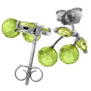 2.9 Carat 14K Solid White Gold Deeply Attached Peridot Earrings