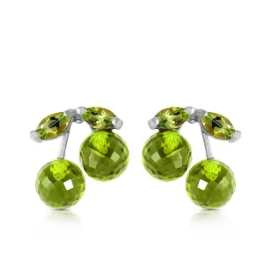 2.9 Carat 14K Solid White Gold Deeply Attached Peridot Earrings