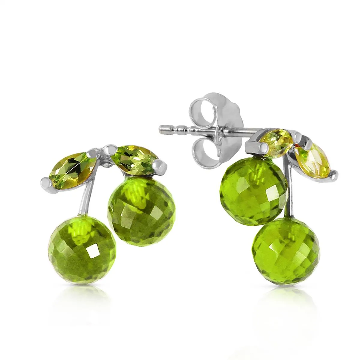 2.9 Carat 14K Solid White Gold Deeply Attached Peridot Earrings