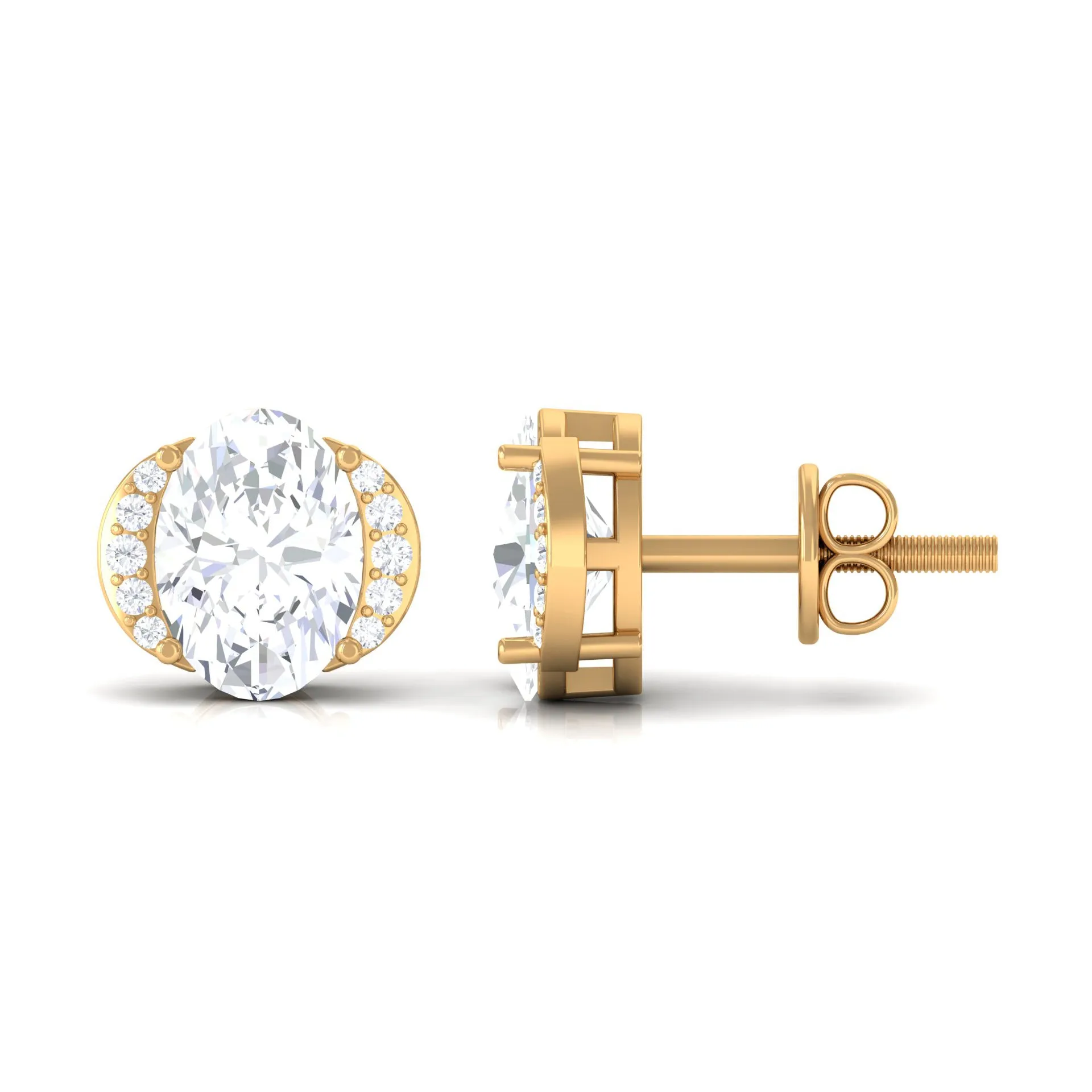 3 CT Cubic Zirconia Stud Earrings with Screw Back