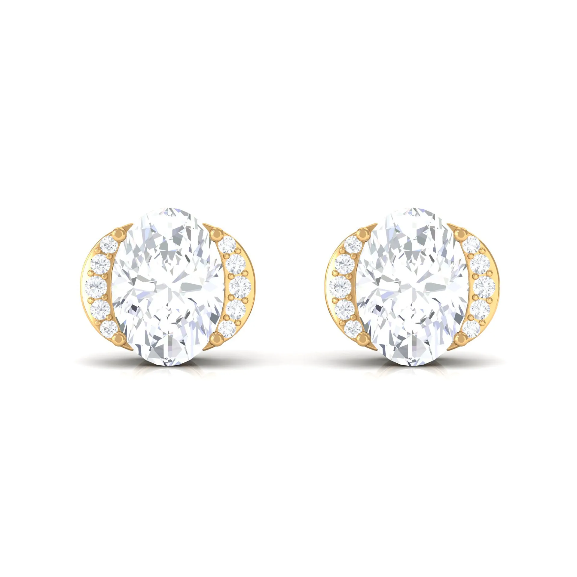 3 CT Cubic Zirconia Stud Earrings with Screw Back