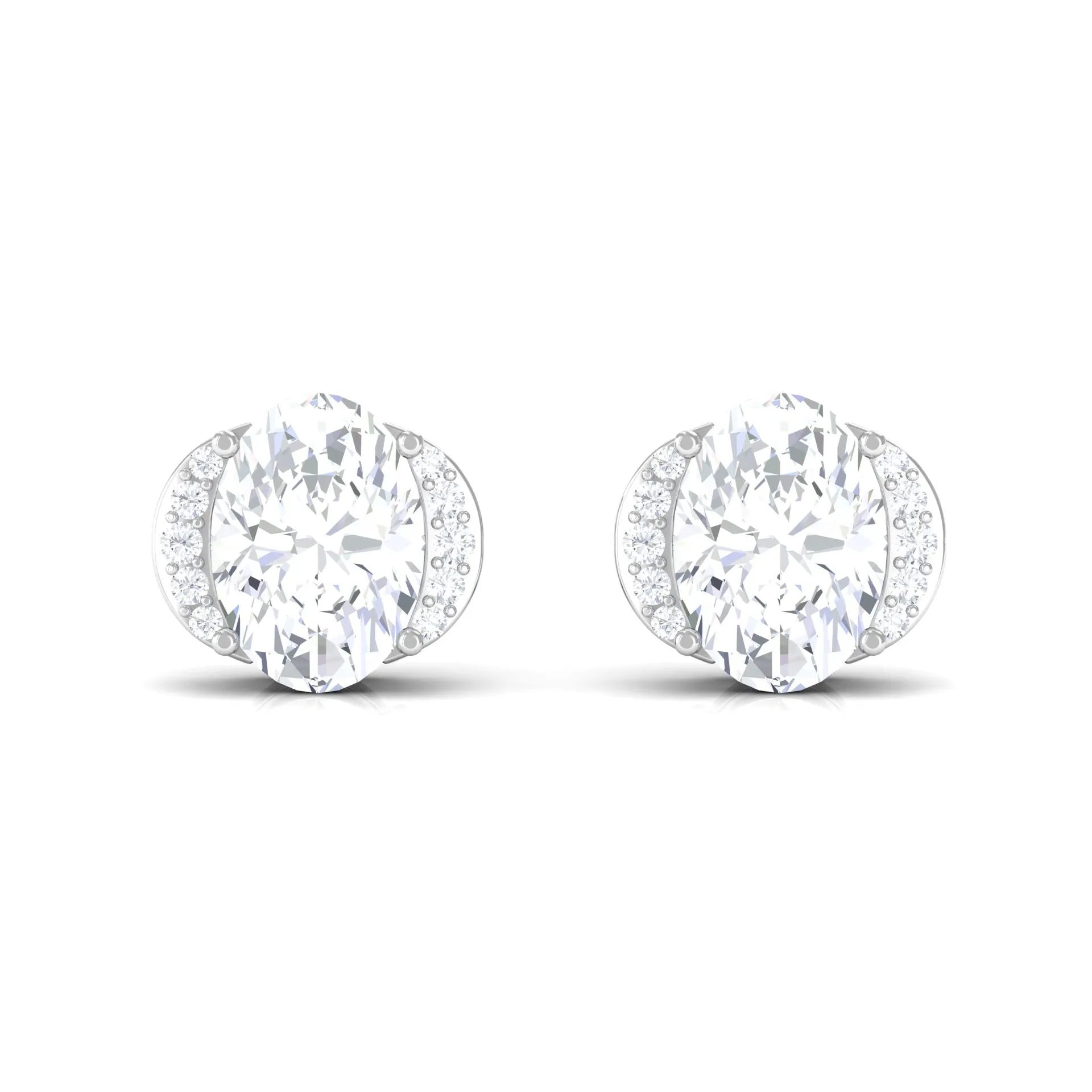 3 CT Cubic Zirconia Stud Earrings with Screw Back