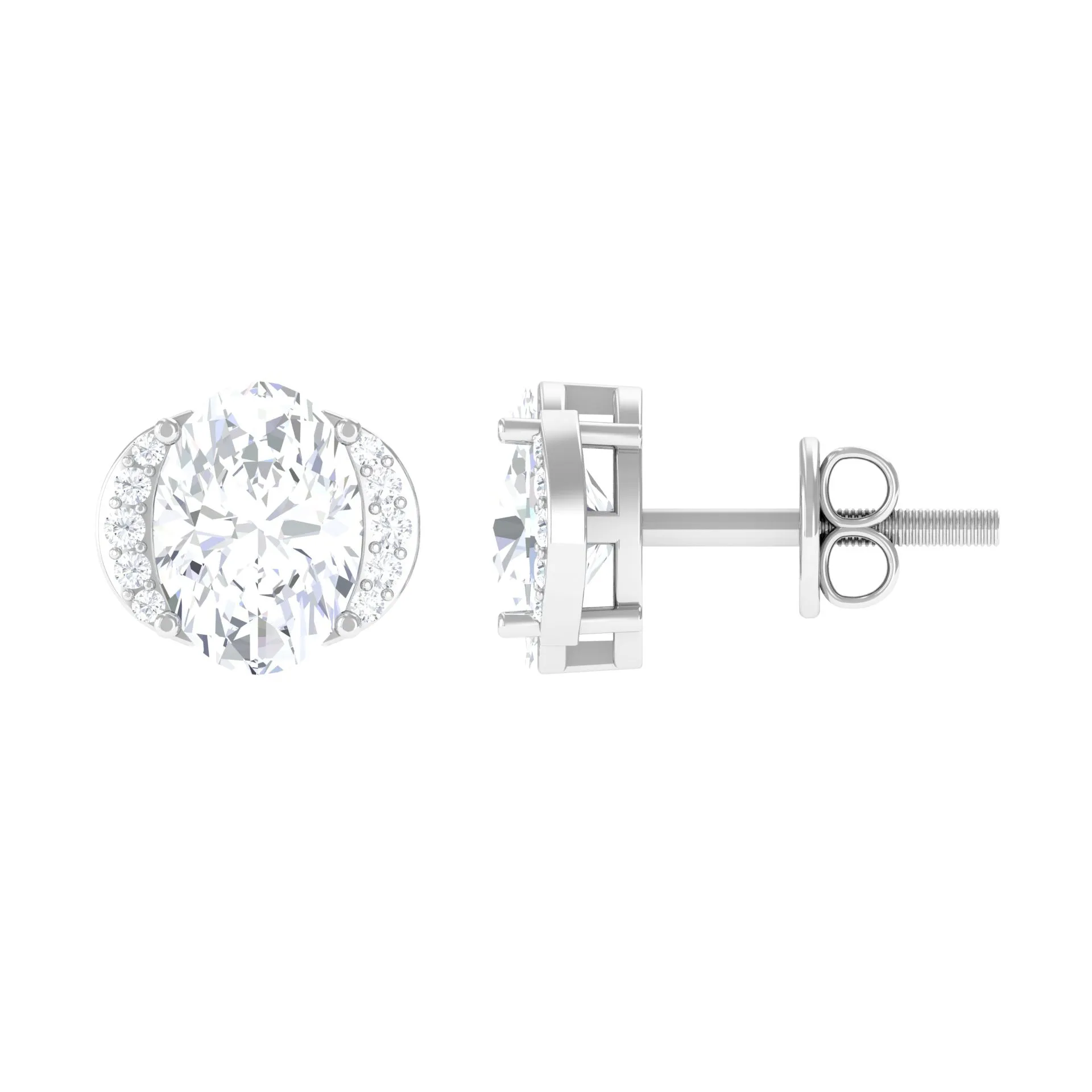 3 CT Cubic Zirconia Stud Earrings with Screw Back