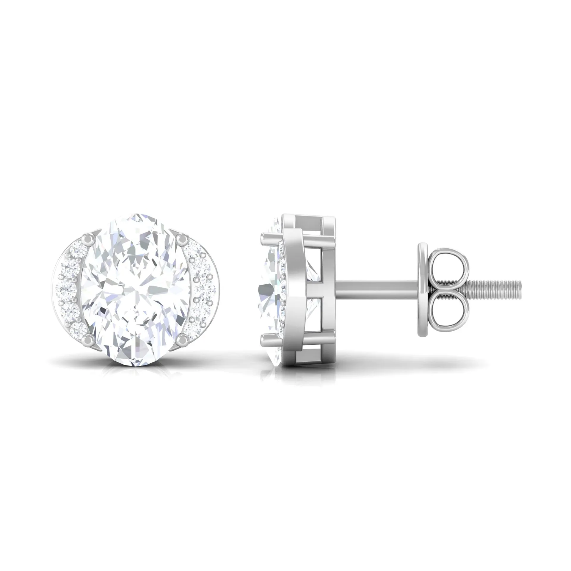 3 CT Cubic Zirconia Stud Earrings with Screw Back