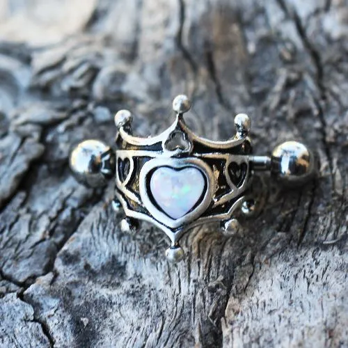 316L Stainless Steel Medieval Design Heart Crown Cartilage Cuff Earring