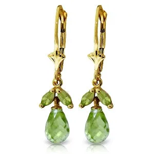 3.4 Carat 14K Solid Yellow Gold True To Life Peridot Earrings