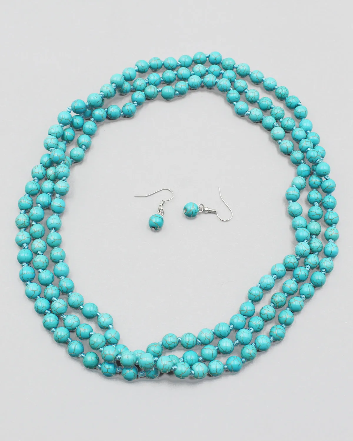 60" Turquoise Beaded Necklace Set