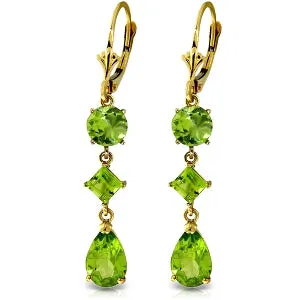 6.3 Carat 14K Solid Yellow Gold Instant Style Peridot Earrings