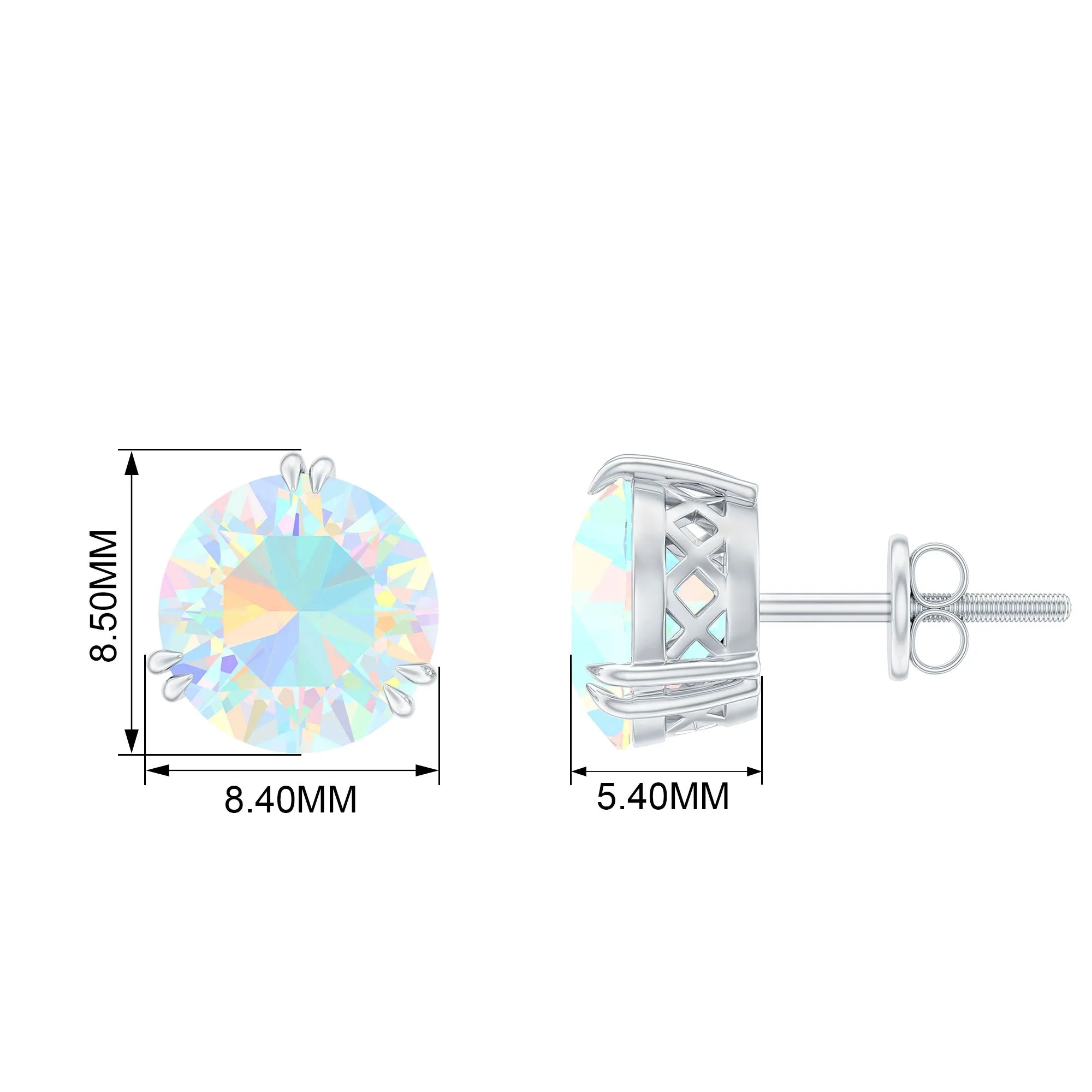 8 MM Ethiopian Opal Solitaire Stud Earrings in Double Prong Setting