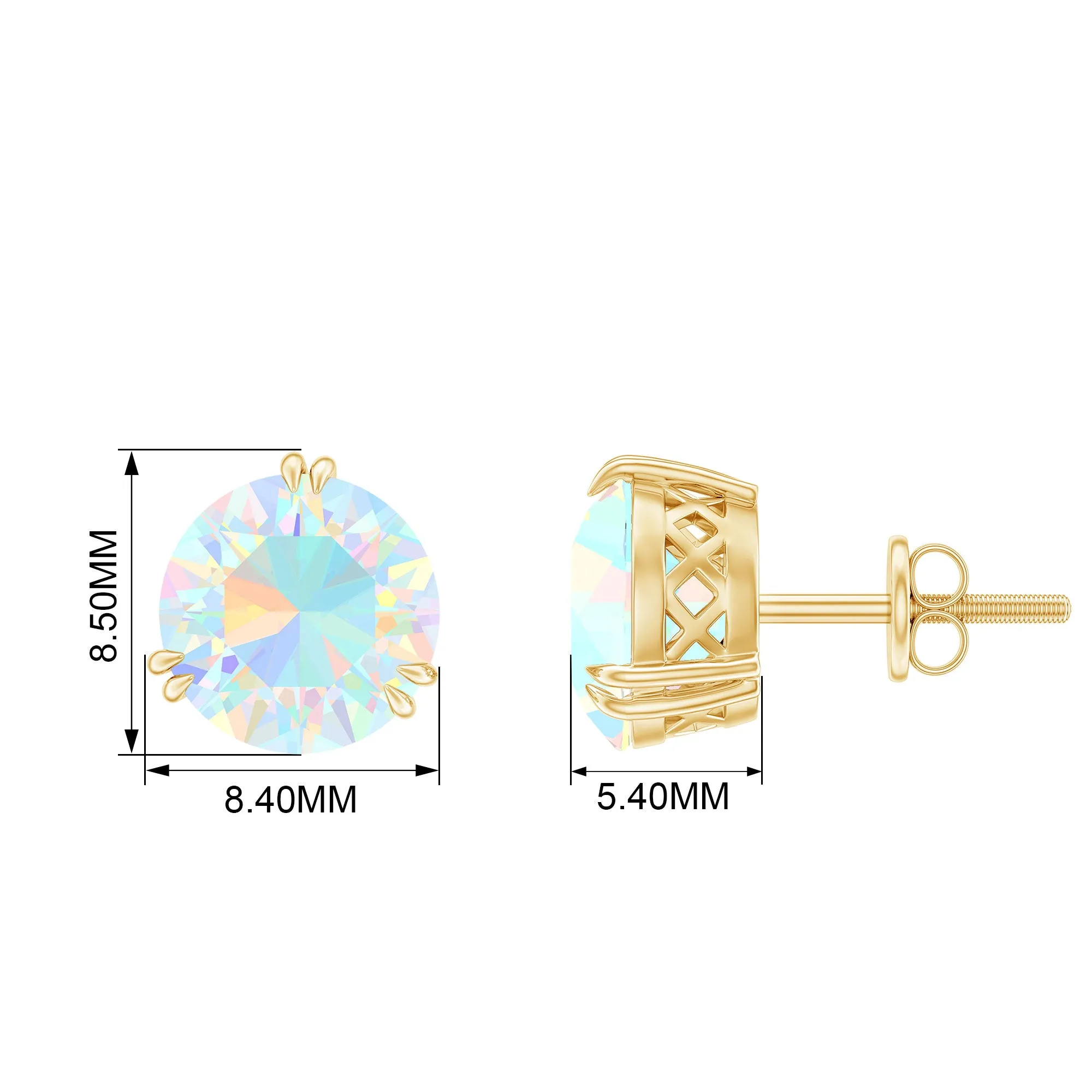 8 MM Ethiopian Opal Solitaire Stud Earrings in Double Prong Setting