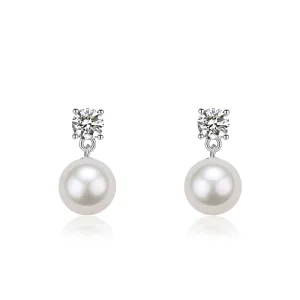 9-10mm Freshwater Pearl & Sasha Drop Large Zircon Earrings