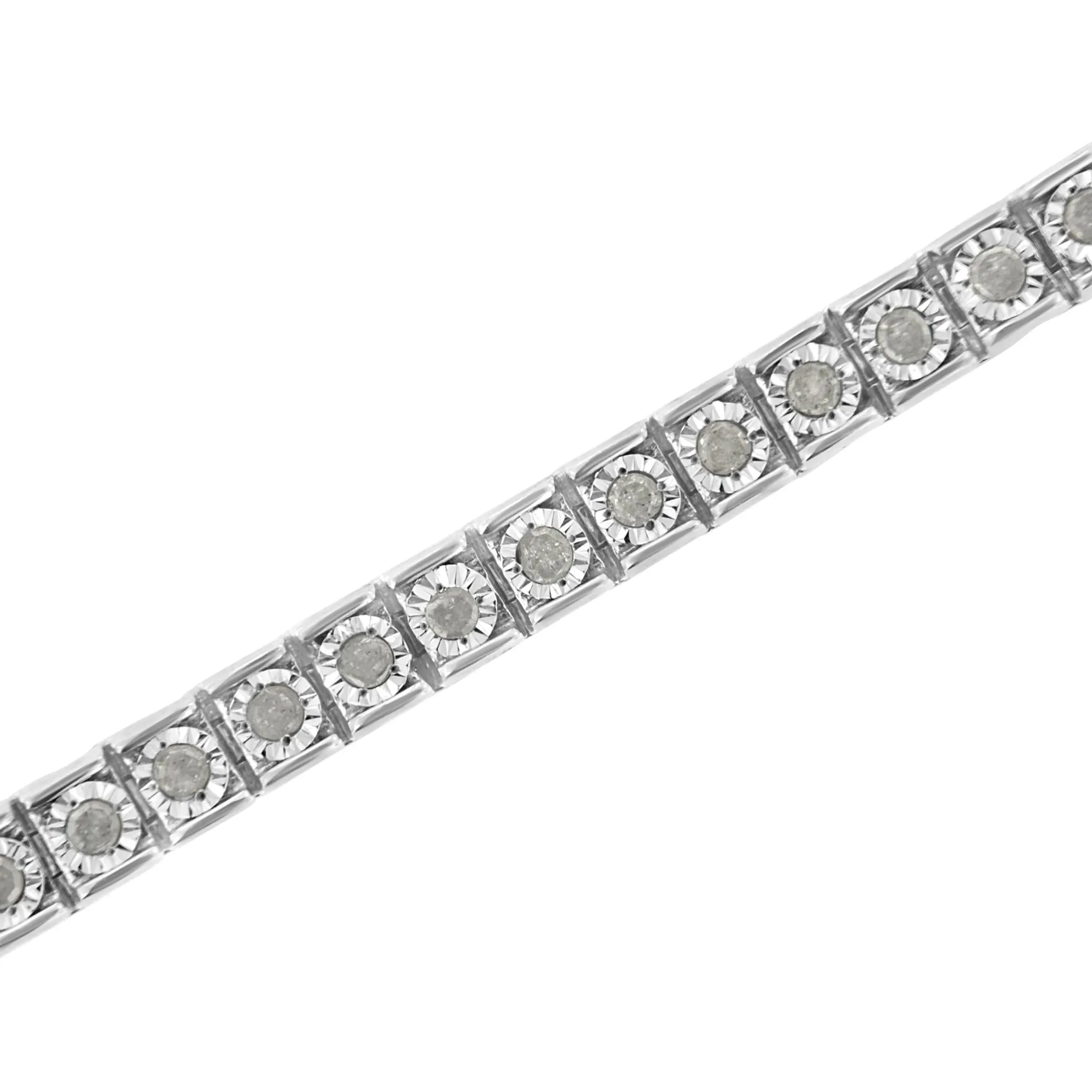 .925 Sterling Silver Diamond Square Frame Miracle-Set Tennis Bracelet (1 cttw, I-J Color, I3 Clarity) - Size 7.5"