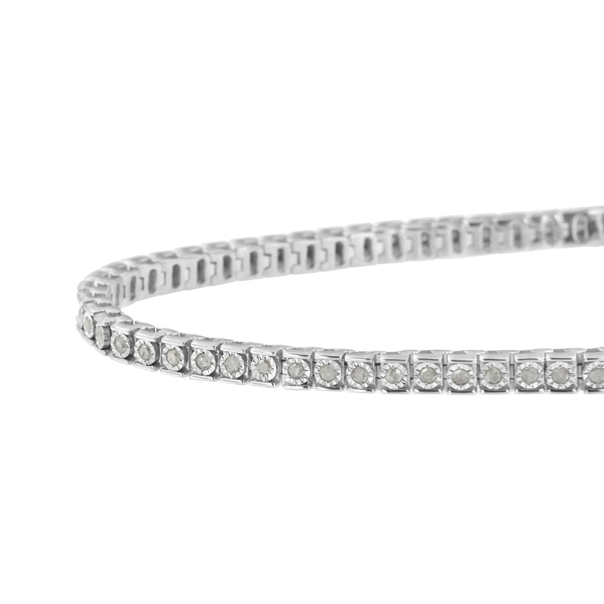 .925 Sterling Silver Diamond Square Frame Miracle-Set Tennis Bracelet (1 cttw, I-J Color, I3 Clarity) - Size 7.5"