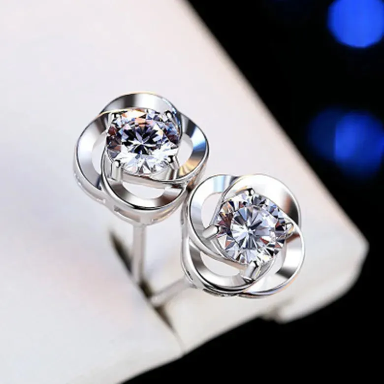 925 Sterling Silver Zircon Stud Earrings For Women New Fashions Exquisite Student Girlfriend Jewelry Accessories Wedding Party