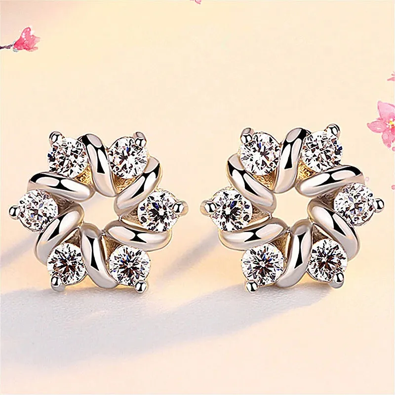 925 Sterling Silver Zircon Stud Earrings For Women New Fashions Exquisite Student Girlfriend Jewelry Accessories Wedding Party