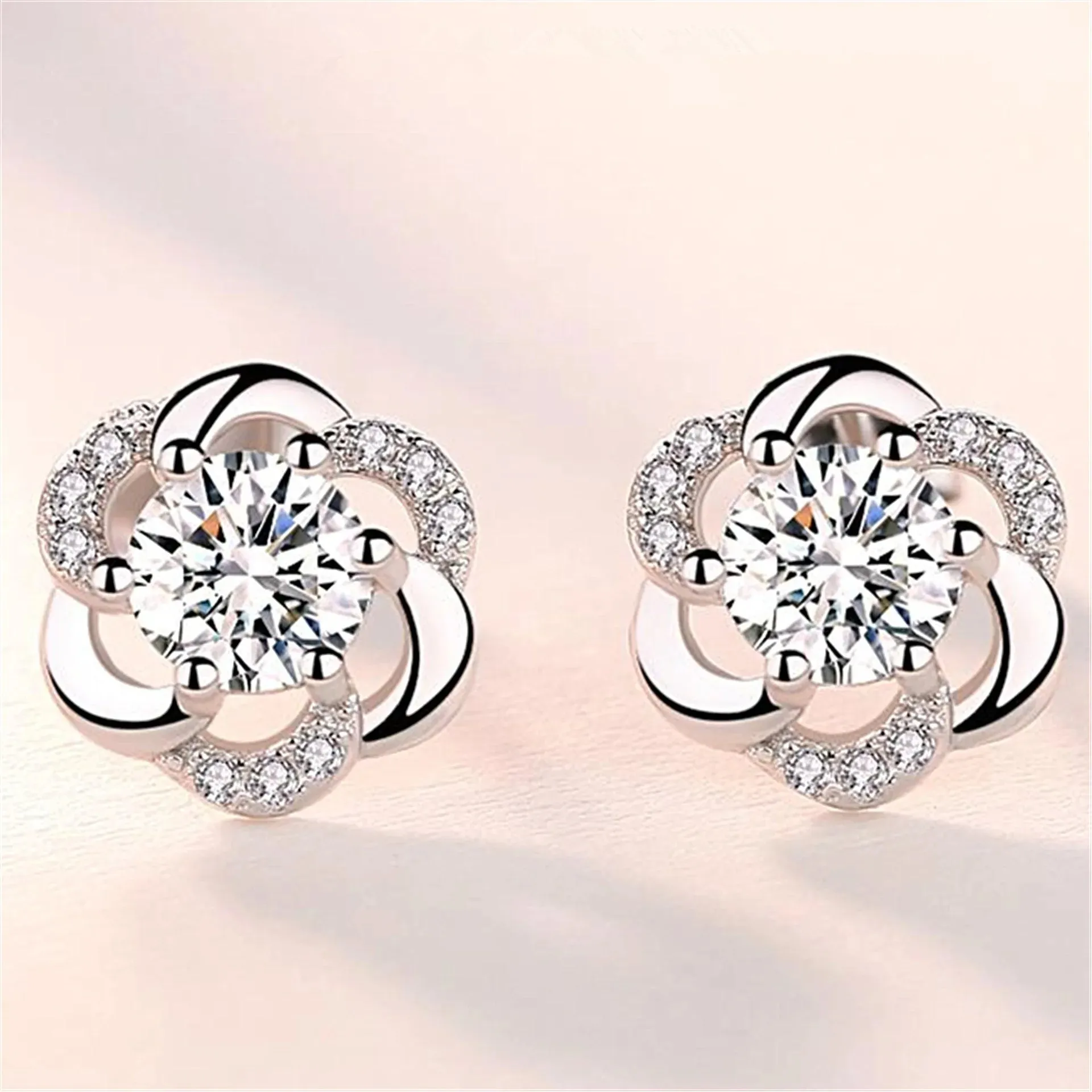 925 Sterling Silver Zircon Stud Earrings For Women New Fashions Exquisite Student Girlfriend Jewelry Accessories Wedding Party