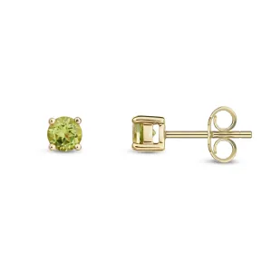 9ct Yellow Gold Peridot 4mm Round Stud Earrings