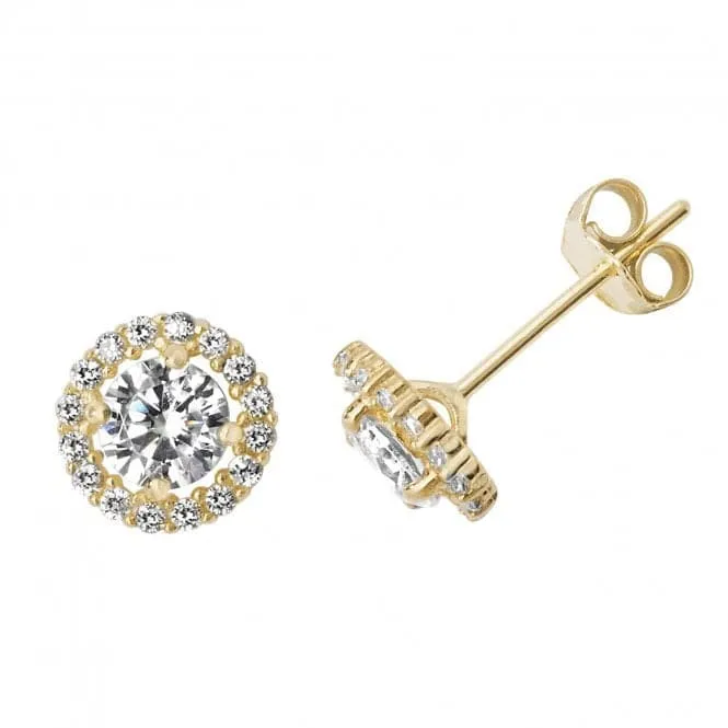 9ct Yellow Gold Round Zirconia Stud Earrings ES519